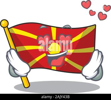 Verlieben niedlich Flagge Mazedonien Cartoon Character Design Stock Vektor