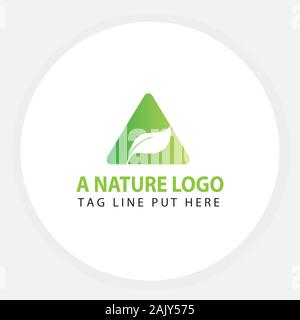 Ein Logo im Design mit grünen Blättern. Eco Bio Leaf Letters Symbol Illustration Vector Logo Stock Vektor