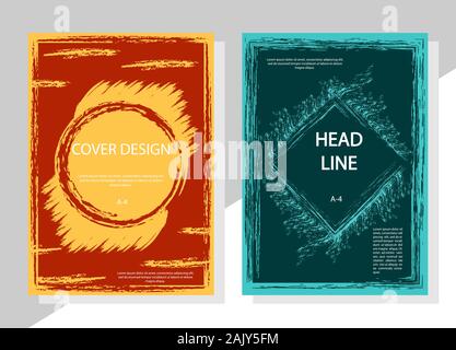 Einstellen der Farbe - Editierbare abstrakte Hintergründe für Bucheinbände, Prospekte und Broschüren. Format A4. Moderne Zwanglosen Farben. Stock Vektor