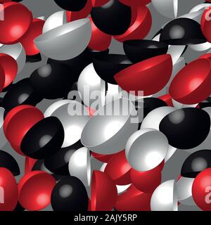 Rot Weiß Schwarze Halbkugeln Nahtloses Muster Stock Vektor