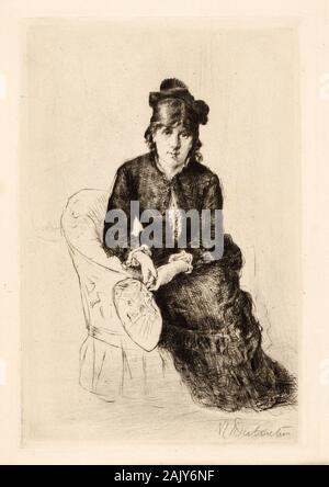 Mademoiselle Berthe Morisot, Portraitzeichnung in Trockenpunkt von Marcellin Desboutin, um 1876 Stockfoto