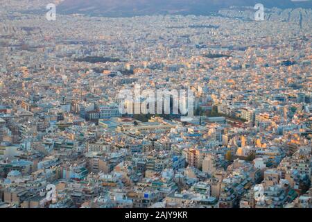 Blick auf die Stadt von Luftbild mit Gebäuden in Athen Griechenland Stockfoto