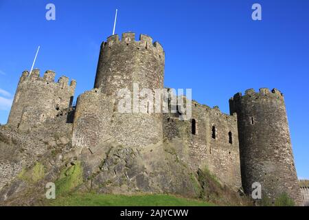 Conwy Castle, Wales im Winter Stockfoto
