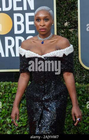 Beverly Hills, Los Angeles, USA. 05 Jan, 2020. Cynthia Erivo nimmt an der 77. jährlichen Golden Globe Awards, Golden Globes, im Beverly Hilton Hotel in Beverly Hills, Los Angeles, USA, am 05. Januar 2020. | Verwendung der weltweiten Kredit: dpa Picture alliance/Alamy leben Nachrichten Stockfoto