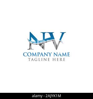 Initial NV Logo Design Vector Template. NV schreiben Logo Design Stock Vektor