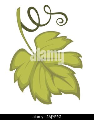 Weinblatt, Traubenpflanze Laub isoliert Ikone Stock Vektor