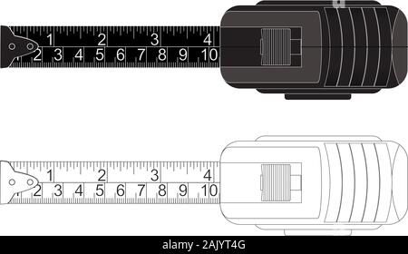 Metal Tape messen. Schwarze und weiße Kontur zeichnen Stock Vektor