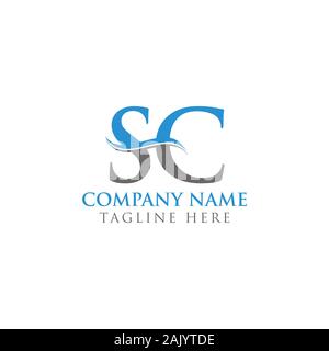 Anfangsbuchstaben SC Logo Design Vector Template. SC Schreiben Logo Design Stock Vektor