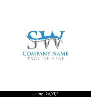 Anfangsbuchstaben SW Logo Design Vector Template. SW Schreiben Logo Design Stock Vektor