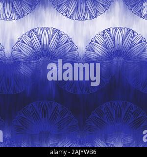 Ombre Indigo Blue Floral texturierte nahtlose Muster Stock Vektor