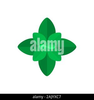 Basilikum oder minzeblatt Symbol. Grüne Minze oder Basilikum auf weißem Hintergrund. Aromatische leckeres Kraut zur Aromatisierung von Speisen. Abstrakte Basilikum Pflanze Symbol Stock Vektor