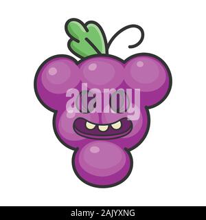 Gerne fröhliche Traube Zeichentrickfigur Symbol isoliert auf weißem Stock Vektor
