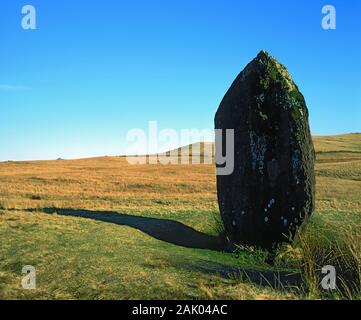 Meine llia Standing Stone, fforest Fawr, Brecon Beacons National Park, Powys, Wales. Stockfoto