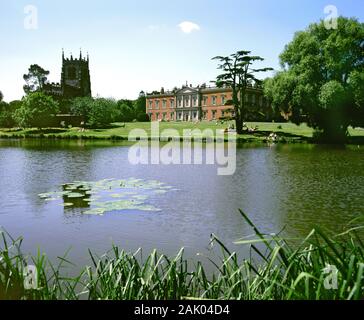 Staunton Harold Hall, den See und die Kirche im Jahre 1653 während des Bürgerkriegs, in der Nähe von Ashby de la Zouch, Leicestershire. Stockfoto