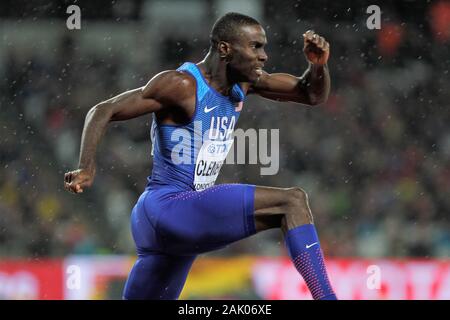 Kerron Clement (USA) bei der Abschließenden 400m Hürden Männer der IAAF Leichtathletik WM am 6. August, 201 im Olympischen Stadion in London, Großbritannien Foto Laurent Lairys/DPPI Stockfoto