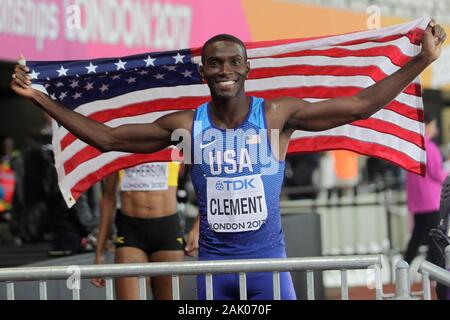 Kerron Clement (USA) bei der Abschließenden 400m Hürden Männer der IAAF Leichtathletik WM am 6. August, 201 im Olympischen Stadion in London, Großbritannien Foto Laurent Lairys/DPPI Stockfoto