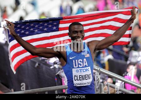 Kerron Clement (USA) bei der Abschließenden 400m Hürden Männer der IAAF Leichtathletik WM am 6. August, 201 im Olympischen Stadion in London, Großbritannien Foto Laurent Lairys/DPPI Stockfoto