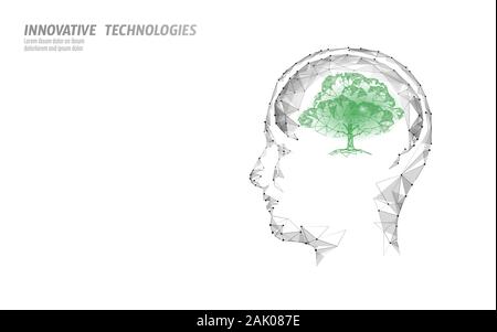 Virtuelle digitale Biotechnologie tree Engineering Konzept. 3D-Render. Natur verstand Lösung. Kreative Idee der medizinischen Wissenschaft. Eco polygon Biologie Zukunft Stock Vektor