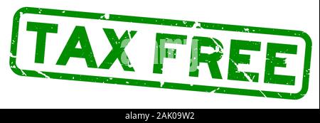 Grunge green tax free word square Gummidichtung Stempel auf weißem Hintergrund Stock Vektor
