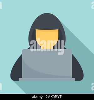 Hacker mit Kapuze Symbol. Flache Darstellung der Hacker mit Kapuze vektor Symbol für Web Design Stock Vektor