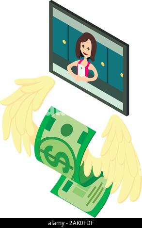 Cash Back Symbol, isometrische Stil Stock Vektor