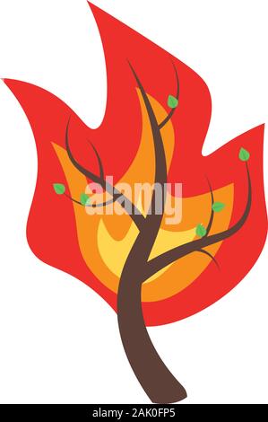 Baum in Brand Symbol, isometrische Stil Stock Vektor