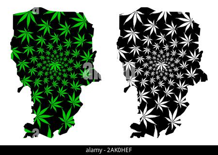 Amran Governatorats (Gouvernements von Jemen, Republik Jemen) Karte cannabis Blatt grün und schwarz ausgelegt ist", Amran Karte aus Marihuana (Marihuana, TH Stock Vektor