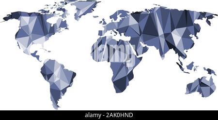 Vektor polygonalen Weltkarte. Low-poly-Design. Origami planet Abbildung. Konzeptionelle Weltkarte Synthese Stock Vektor