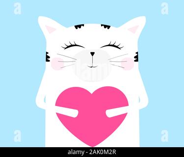 Cartoon cat Zeichnung. Lustige Tier auf einer Karte niedlich Stock Vektor