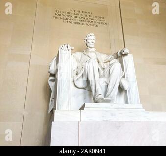 Washington DC, USA - 22. Juni 2019: Abraham Lincoln Memorial Statue. Stockfoto