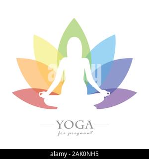 Yoga für Schwangere Frauen bunte Lotus flower Vektor-illustration EPS 10. Stock Vektor