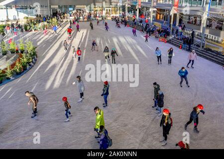 Die Werften Skate Plaza, untere Lonsdale, North Vancouver, British Columbia, Kanada Stockfoto