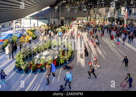 Die Werften Skate Plaza, untere Lonsdale, North Vancouver, British Columbia, Kanada Stockfoto