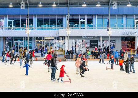 Die Werften Skate Plaza, untere Lonsdale, North Vancouver, British Columbia, Kanada Stockfoto