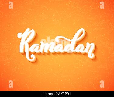 Ramadan Kareem Typografie mit handgezeichneten Schriftzug. Vorlage für Poster, Grußkarten, Banner, islamischen Hintergrund. Vector Illustration. Stock Vektor