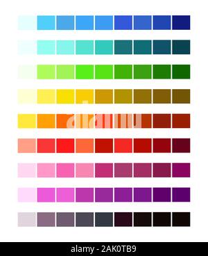 Farbe Spektrum verschiedener Farben. Farbpalette Farbpalette, Geradeaus und Farbtöne für Cartoon Design. Stock Vektor