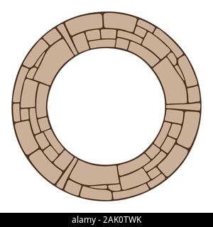 Abstrakte runden Rahmen, kreisförmige Geometrisches Ornament aus Steinen. Dekorative Muster auf weißem Hintergrund. Für Text platzieren. Vector Farbe. Stock Vektor