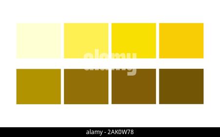 Gelbe Farbe vorlagensammlung Schatten und Geradeaus Palette für Cartoon Design. Vorlage Farbmuster zu holen. Stock Vektor