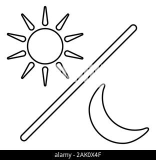 Tag und Nacht einfache Linie Symbol. Sonne und Mond. Das Symbol der Veränderung des Konzepts auf weißem Hintergrund Stock Vektor