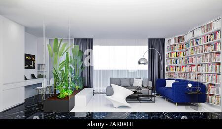 3D-Rendering des modernen Home Innenbereich Wohnzimmer Stockfoto