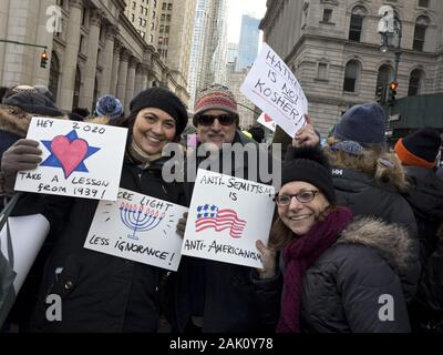 New York, USA. 5. Januar, 2020. Rund 15.000 Demonstranten auf die Straße gingen, die keinen Hass keine Angst März als Reaktion auf den verschärften antisemitischen Attac Stockfoto