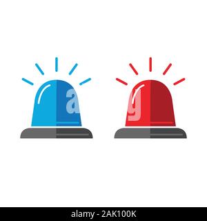 Sirene eingestellt. Polizei oder Krankenwagen Blinkgeber Blinkgeber Symbole. Vektor Stock Vektor