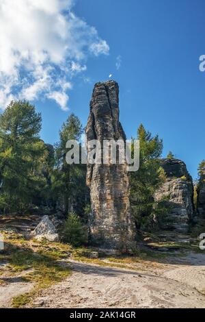 Felsformation in Sandsteinfelden Tisa Rocks, Tisa Walls (Tiske steny, Tyssaer Wände), Tschechien Stockfoto