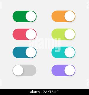 Tasten Kippschalter aus an. Design mobile UI-Elemente. Vector Illustration Stock Vektor