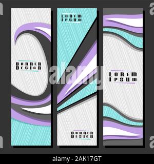 Vektor einrichten der vertikalen futuristischen Banner, 3 Layouts für AD-Merkblätter mit geometrischen abstrakten Muster kopieren und Platz für Werbung Text, Design broch Stock Vektor