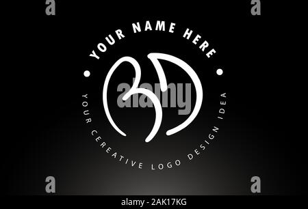BD handgeschriebene Briefe Logo Design mit Rundschreiben Muster. Kreative handschriftliche Unterschrift Logo Symbol Vektor Illustration. Stock Vektor