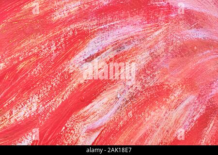 Metallische Textur mit Farbe besprüht sie mit Weißen und Roten. Close Up. Stockfoto