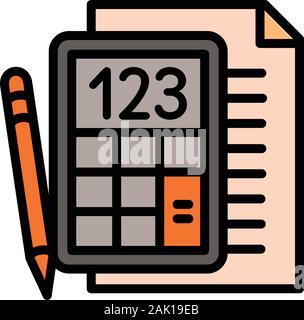 Schule Papier Symbol Rechner. Umrisse school Paper Calculator vektor Symbol für Web Design auf weißem Hintergrund Stock Vektor