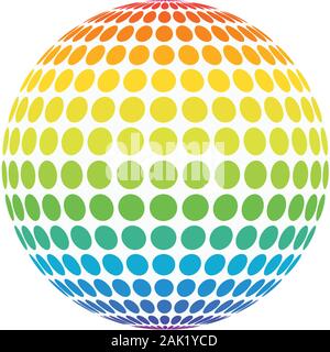 Abstract full color Regenbogenspektrum gepunkteten Bereich. Gefleckte Ball für Business Konzept oder Logo Design. Isolierte runden Symbol auf Weiß. Stock Vektor