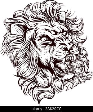 Lion Roaring Abbildung Stock Vektor
